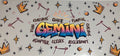 Decorative wall art with colorful text and graphics on a light gray background