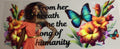 Decorative wall decal with flowers, butterfly, and text on a plain wall.