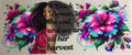 Colorful floral design with text black woman