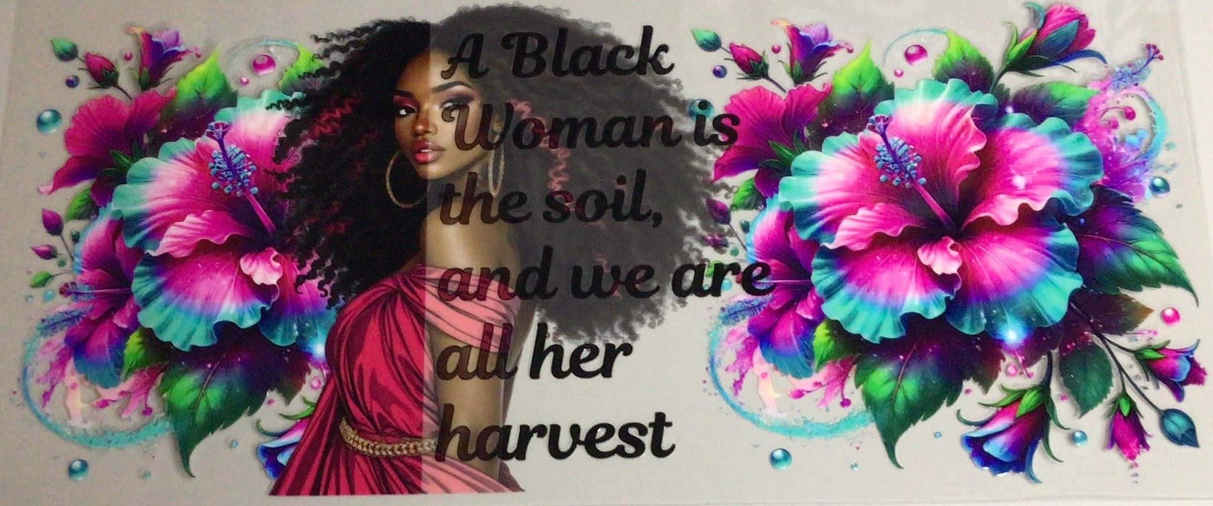 Colorful floral design with text black woman